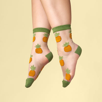 Détail Chaussettes transparentes Ananas Coucou Suzette