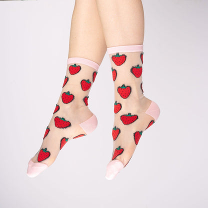 Chaussettes transparentes Fraise Coucou Suzette vue 3