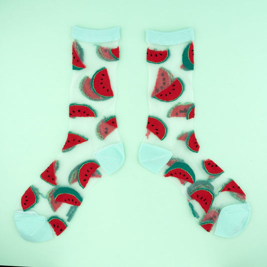 Chaussettes transparentes Pastèque Coucou Suzette vue produit