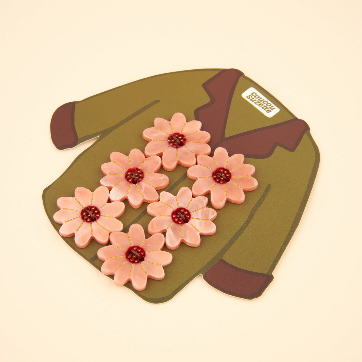 Kit de boutons Fleurs roses Coucou Suzette – vue complémentaire 5