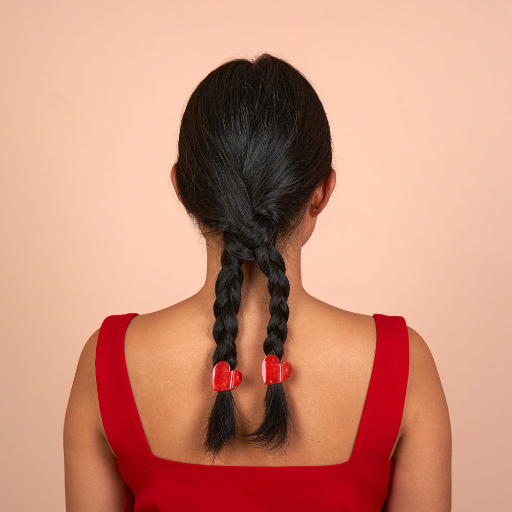 Mini pince à cheveux Coeur Coucou Suzette rouge vue produit