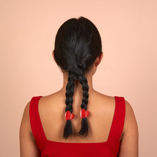 Mini pince à cheveux Coeur Coucou Suzette rouge vue produit