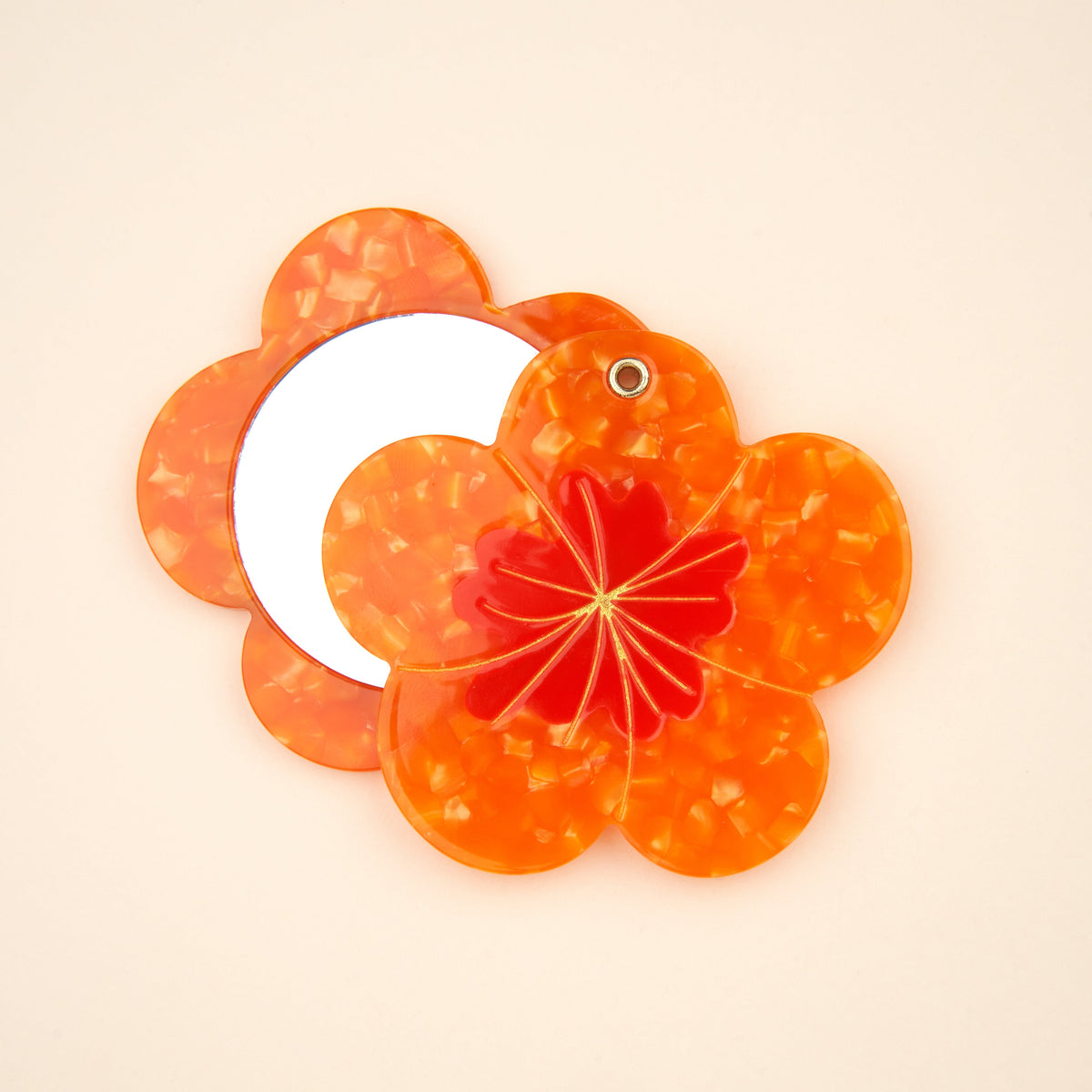 Miroir de poche Capucine orange Coucou Suzette – vue portée ou mise en situation