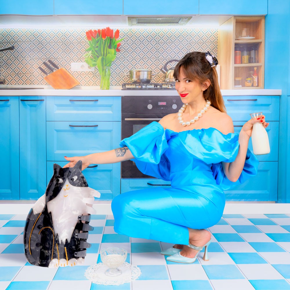 Pince à cheveux Chat noir&blanc Coucou Suzette vue complémentaire 4