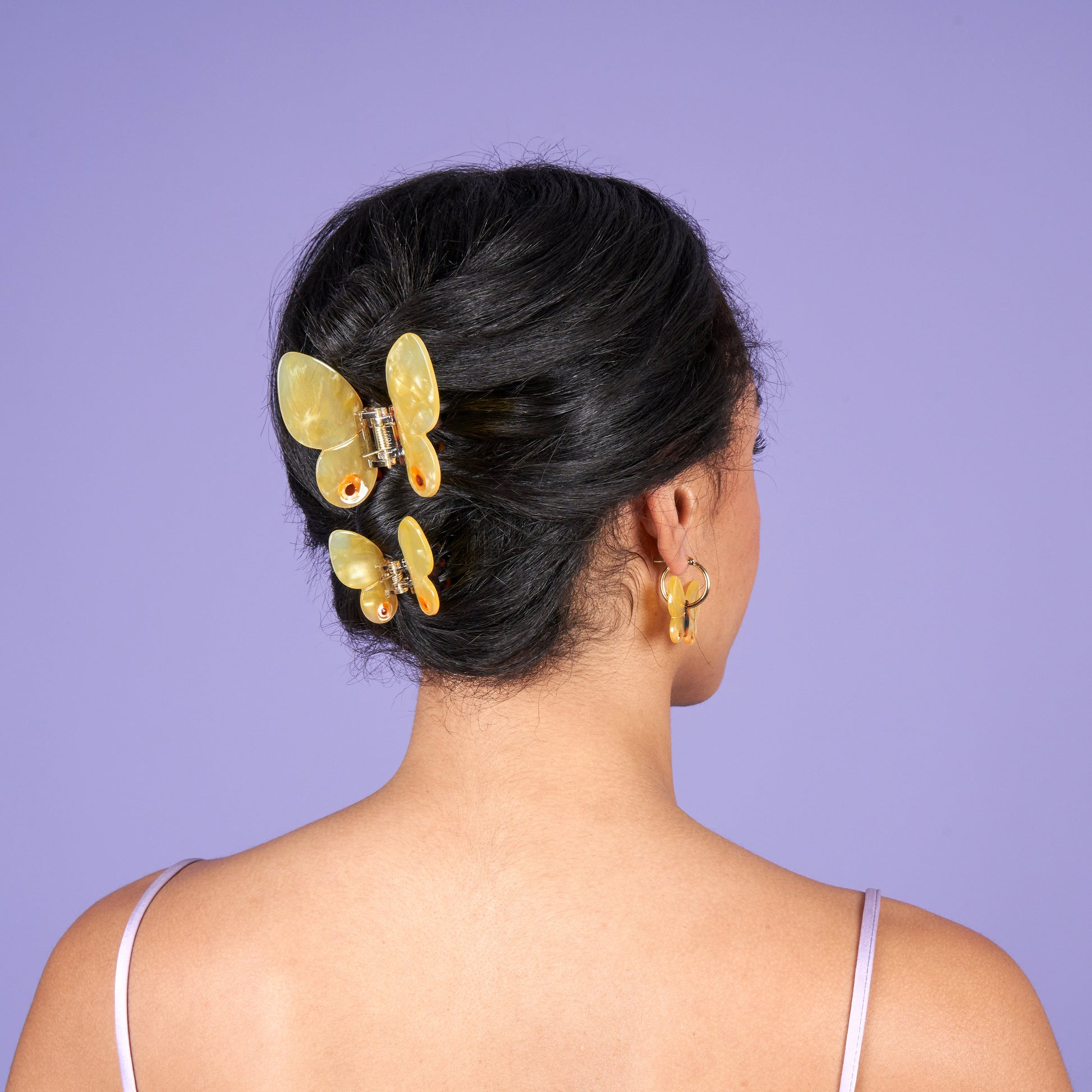 Pince à cheveux Papillon jaune Coucou Suzette vue complémentaire