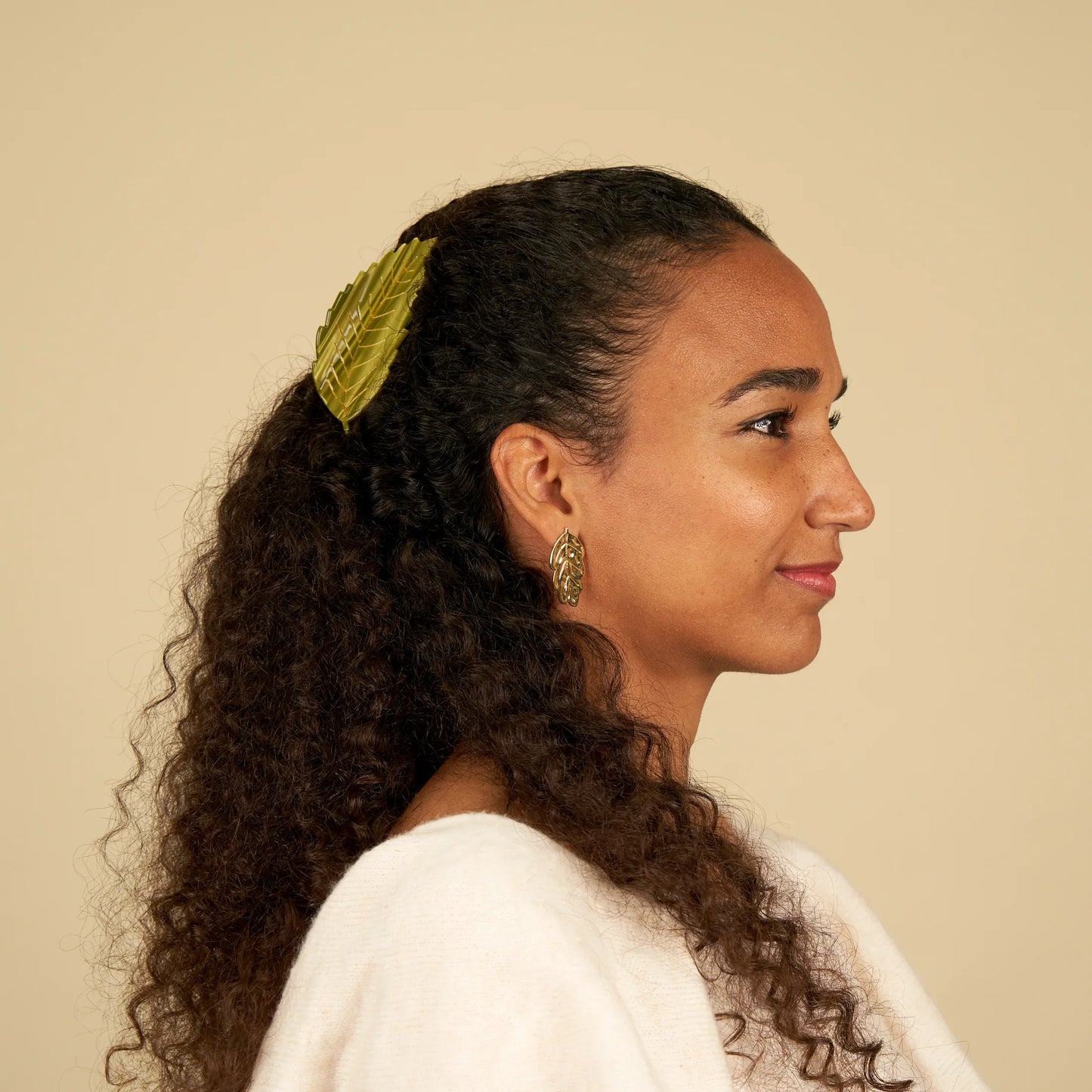 Pince à cheveux Feuille châtaigner verte Coucou Suzette détail 4