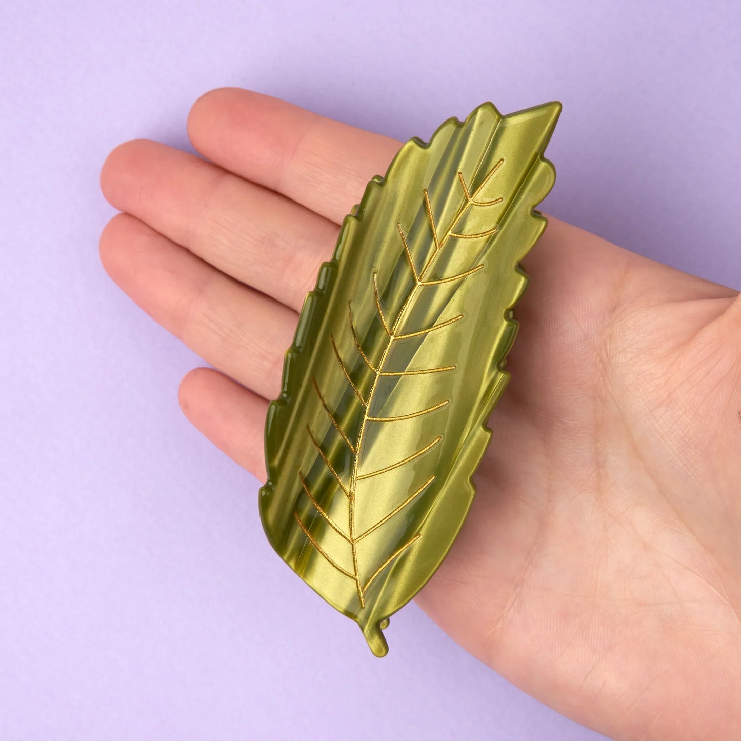 Pince à cheveux Feuille châtaigner verte Coucou Suzette détail 6