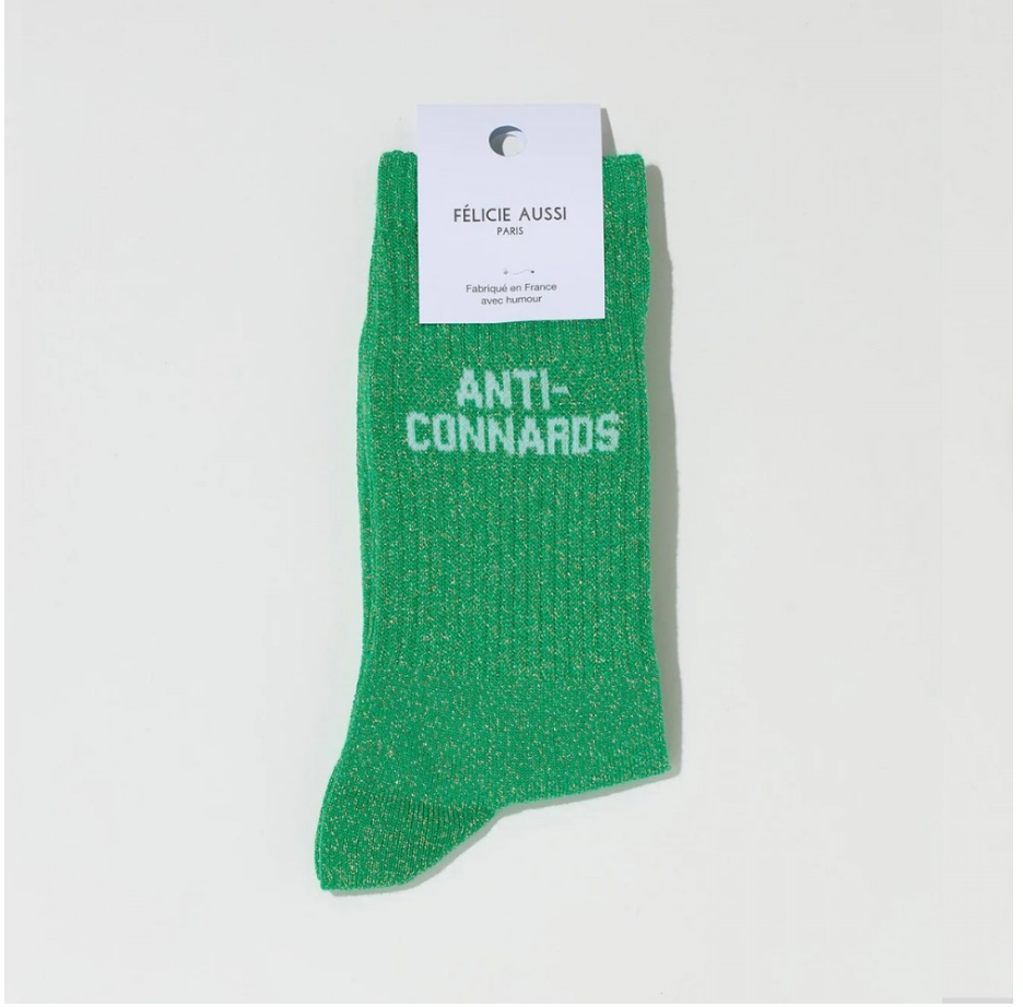 Chaussettes Anti-connards Paillettes vert - 36/40 Félicie Aussi