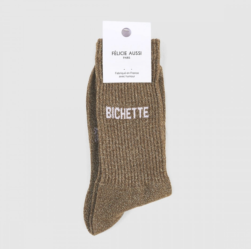 Chaussettes Bichette Paillettes marron - 36/40 Félicie Aussi