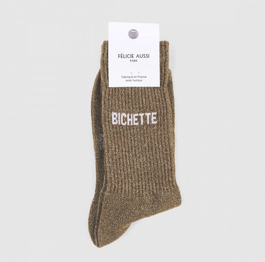 Chaussettes Bichette Paillettes marron - 36/40 Félicie Aussi