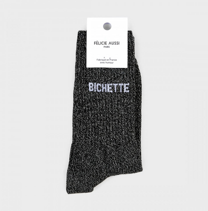 Chaussettes Bichette Paillettes noir - 36/40 Félicie Aussi