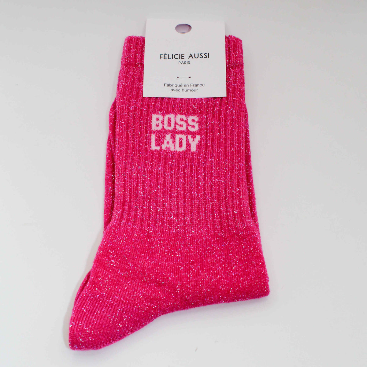 Chaussettes Boss Lady paillettes rose 36/40 Félicie Aussi avec étiquette