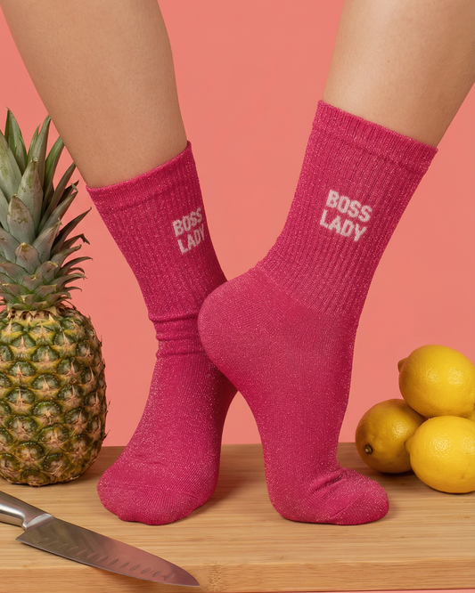 Chaussettes Boss Lady paillettes rose 36/40 Félicie Aussi portées