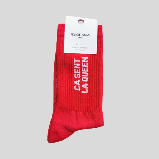 Chaussettes Ça sent la queen Paillettes rouge - 36/40 Félicie Aussi
