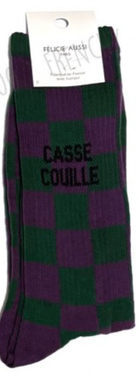 Chaussettes Casse Couille Damier violet/sapin - 40/45 Félicie Aussi