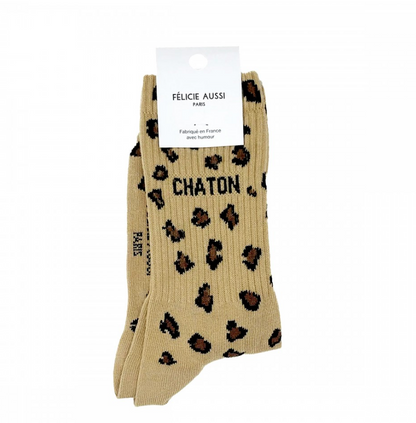 Chaussettes Chaton Léopard sable - 36/40 Félicie Aussi