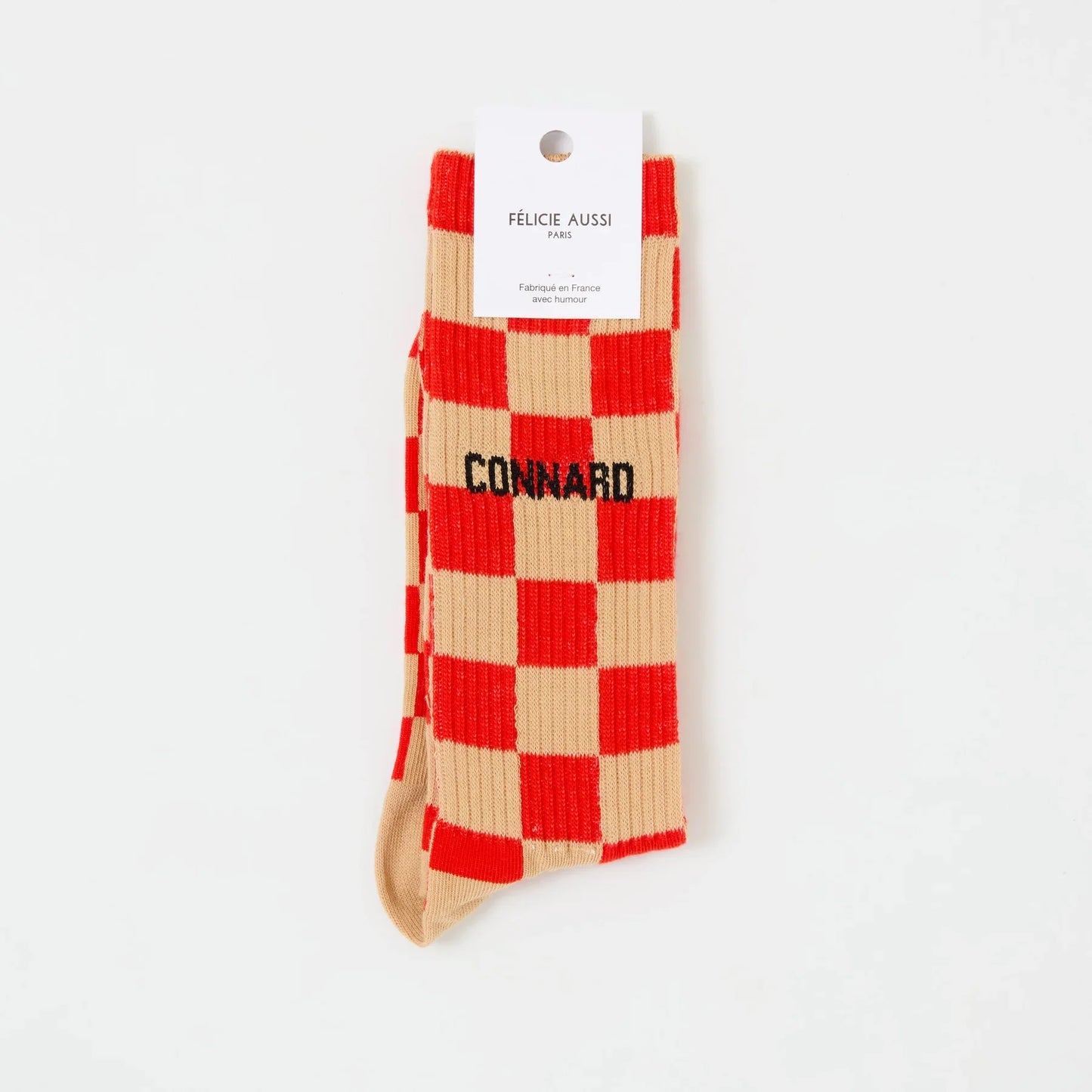 Chaussettes Connard damier sable rouge 40/45 Félicie Aussi