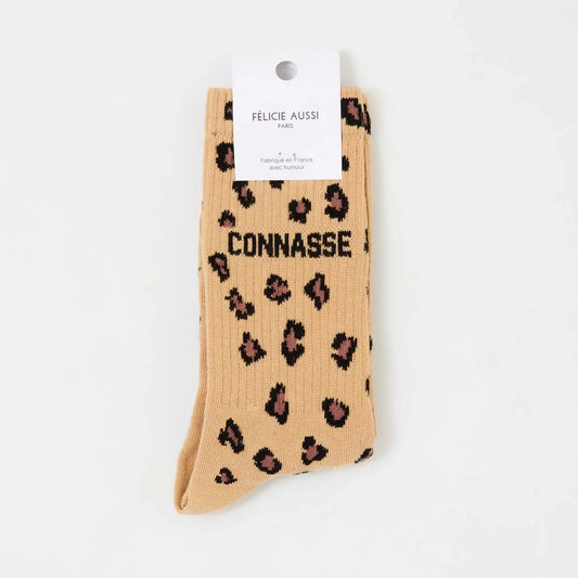 Chaussettes Connasse léopard sable 36/40 Félicie Aussi
