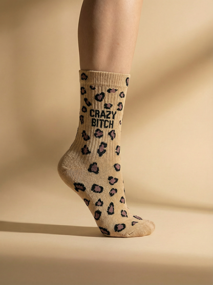 Chaussettes Crazy Bitch léopard sable 36/40 Félicie Aussi portées
