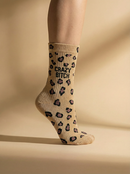 Chaussettes Crazy Bitch léopard sable 36/40 Félicie Aussi portées