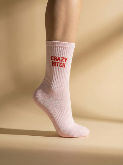 Chaussettes Crazy Bitch rose 36/40 Félicie Aussi portées