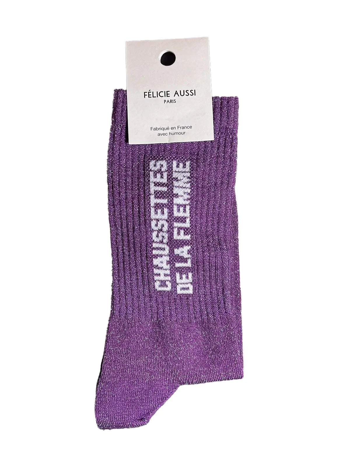 Chaussettes De la Flemme Paillettes violettes - 36/40 Félicie Aussi