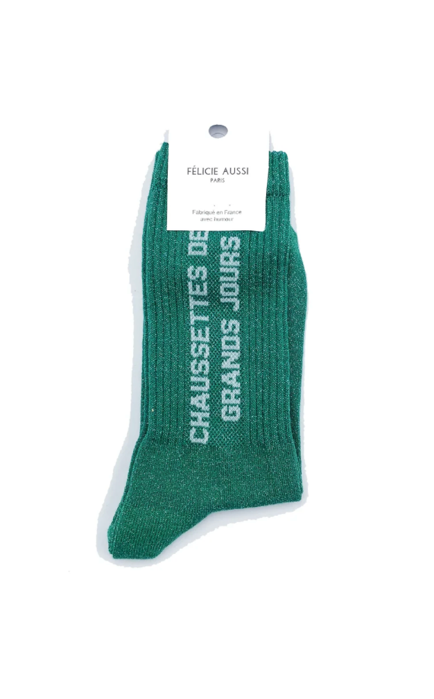 Chaussettes Des Grands Jours Vert paillettes - 36/40 Félicie Aussi