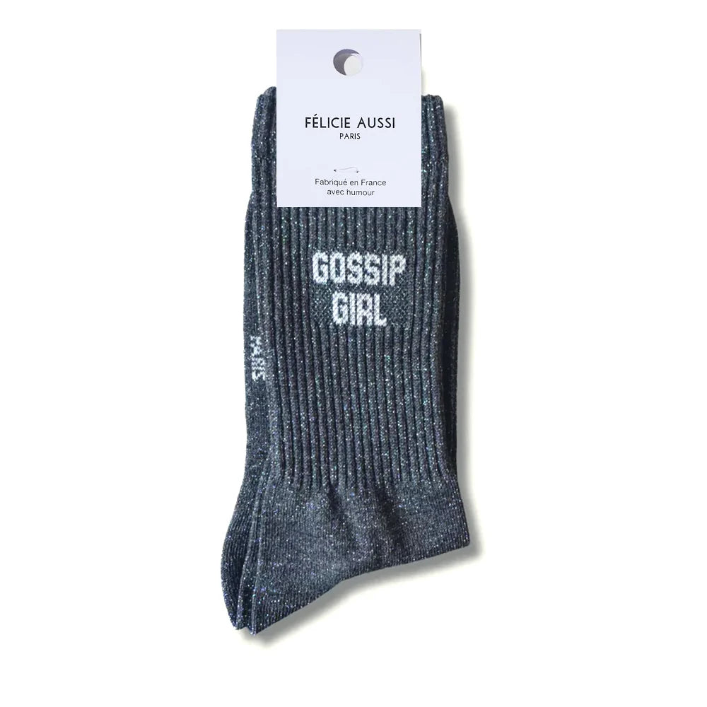 Chaussettes Gossip Girl Paillettes anthracite - 36/40 Félicie Aussi