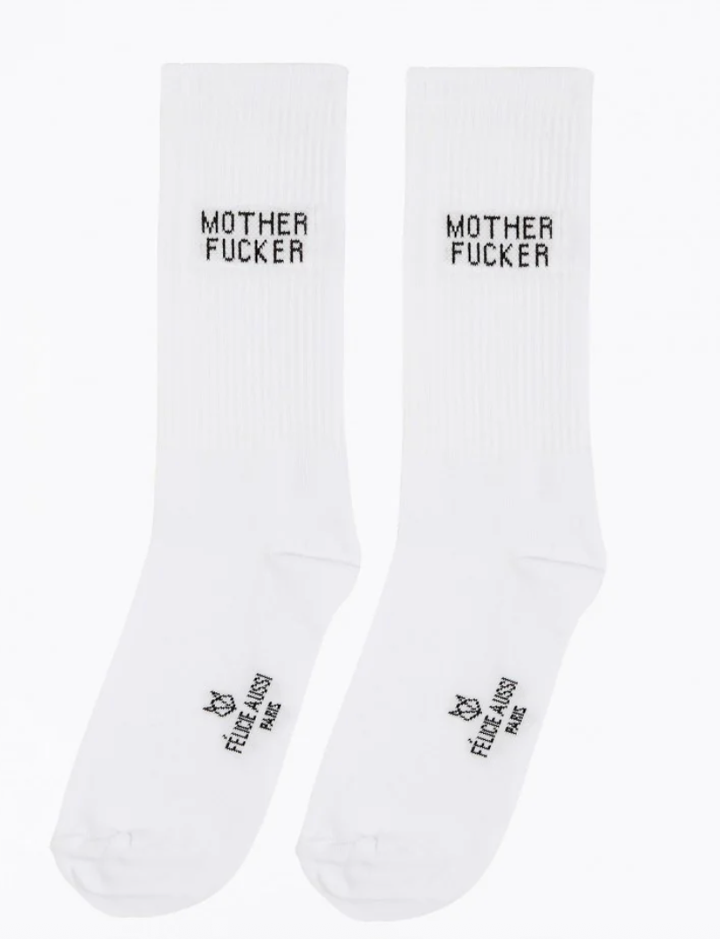 Chaussettes Mother Fucker blanc 40/45 Félicie Aussi