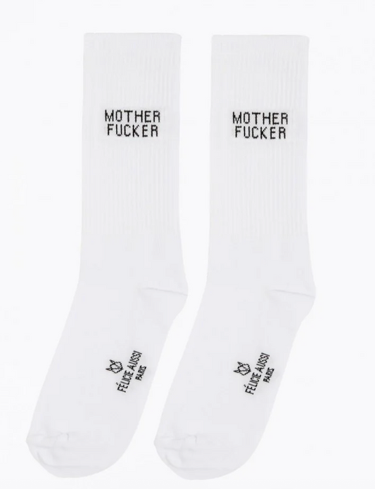 Chaussettes Mother Fucker blanc 40/45 Félicie Aussi
