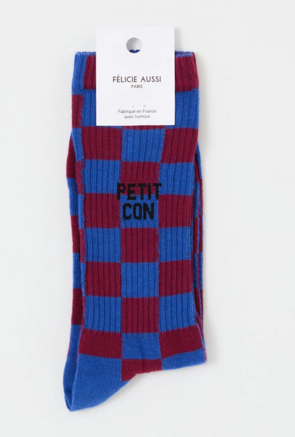 Chaussettes Petit con Damier bleu/rouge - 40/45 Félicie Aussi