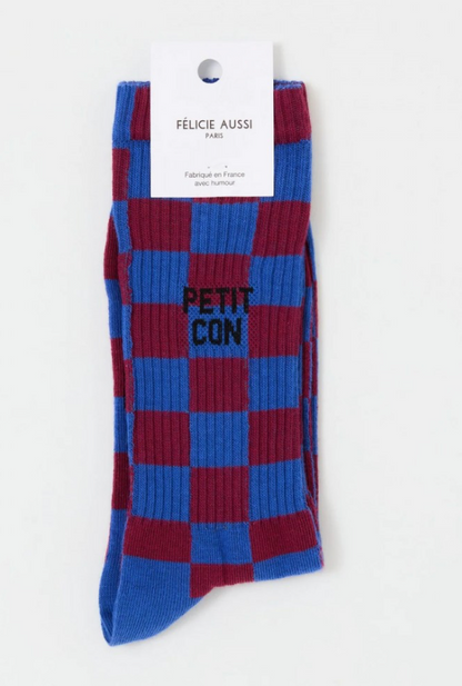 Chaussettes Petit con Damier bleu/rouge - 40/45 Félicie Aussi