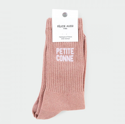 Chaussettes Petite conne paillettes rose 36/40 Félicie Aussi