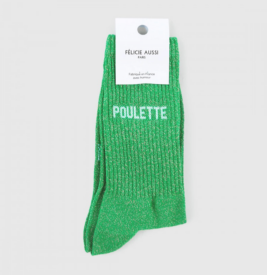 Chaussettes Poulette Paillettes vert - 36/40 Félicie Aussi