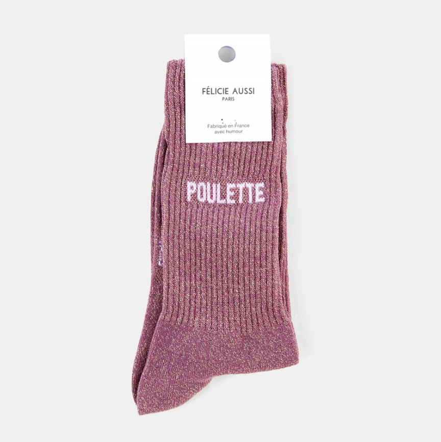 Chaussettes Poulette Paillettes violet - 36/40 Félicie Aussi