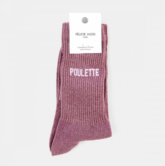 Chaussettes Poulette Paillettes violet - 36/40 Félicie Aussi