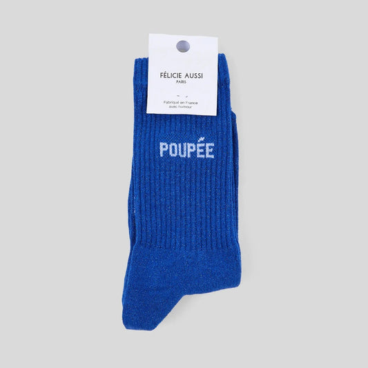 Chaussettes Poupée Paillettes bleu - 36/40 Félicie Aussi