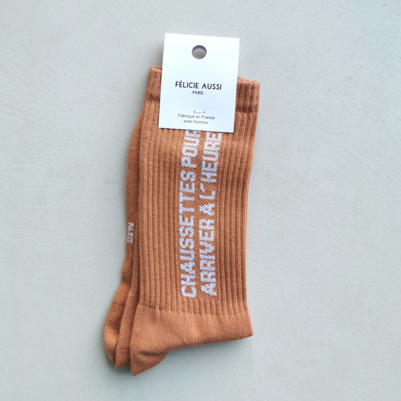 Chaussettes Pour arriver à l'heure marron 36/40 Félicie Aussi