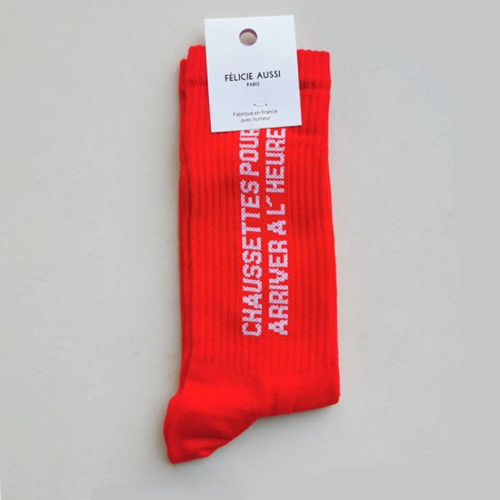 Chaussettes Pour arriver à l'heure Rouge - 40/45 Félicie Aussi