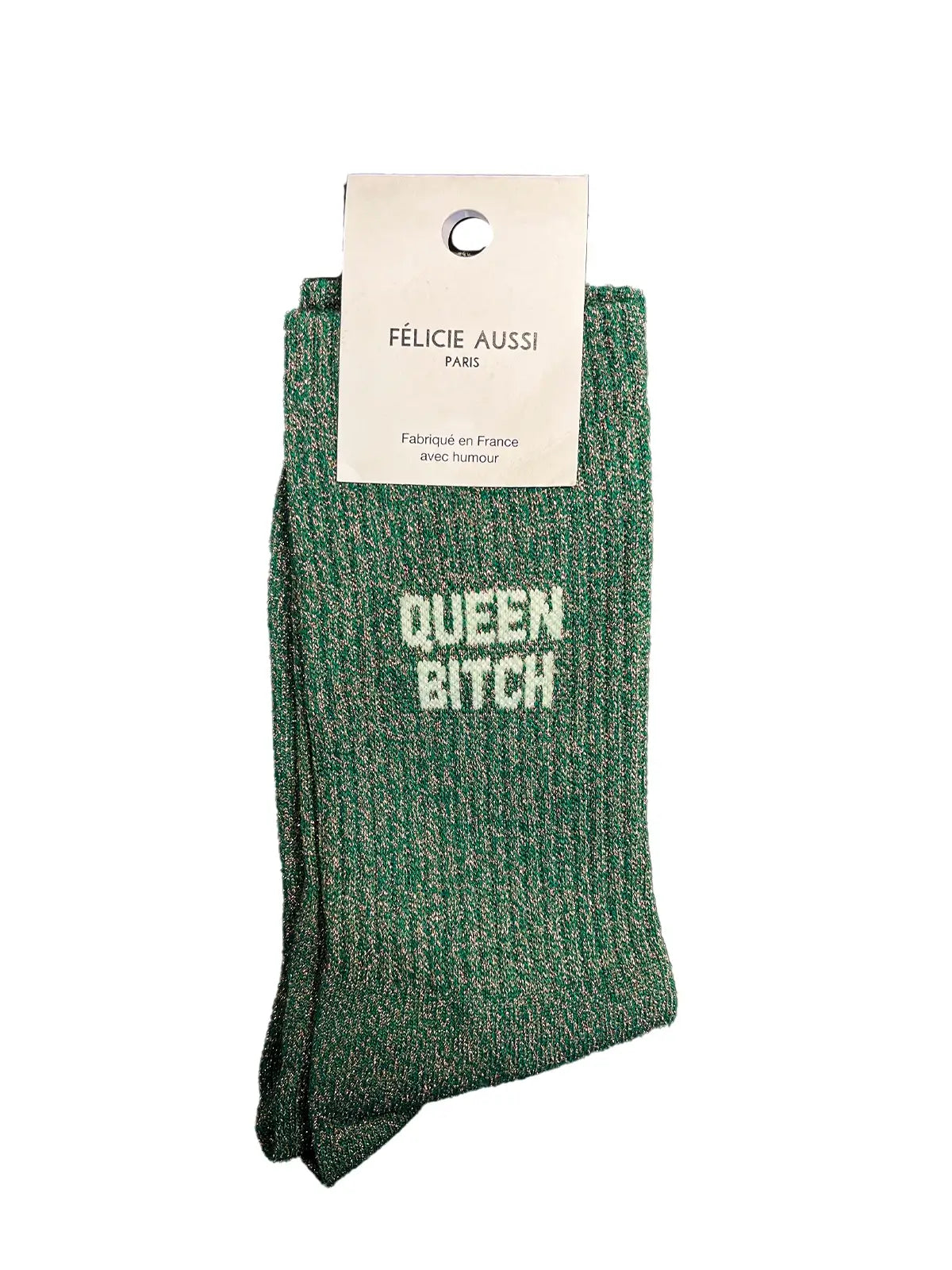 Chaussettes Queen Bitch Paillettes aventurine - 36/40 Félicie Aussi