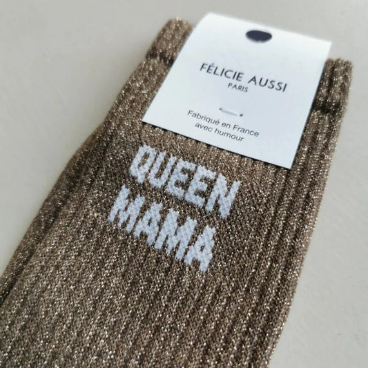 Chaussettes Queen Mama Paillettes marron - 36/40 Félicie Aussi