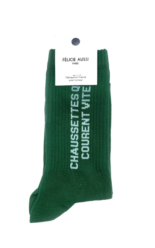 Chaussettes Qui courent vite Vert bouteille - 36/40 Félicie Aussi