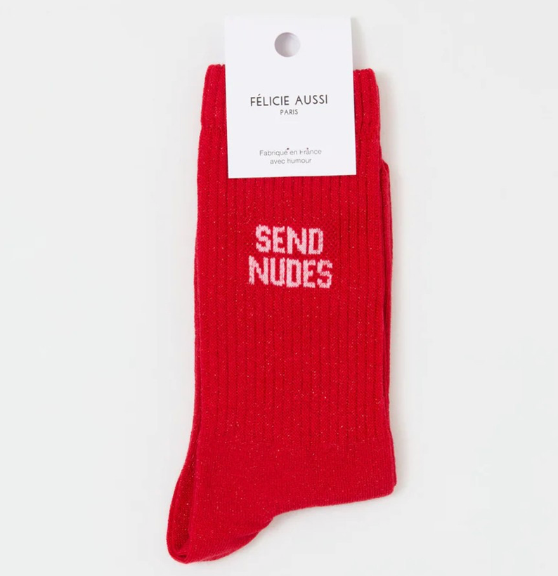 Chaussettes Send Nudes Rouge paillettes - 36/40 Félicie Aussi