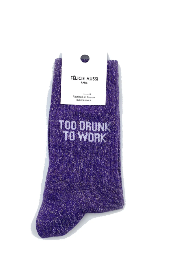 Chaussettes Too Drunk To Work Paillettes violet - 40/45 Félicie Aussi