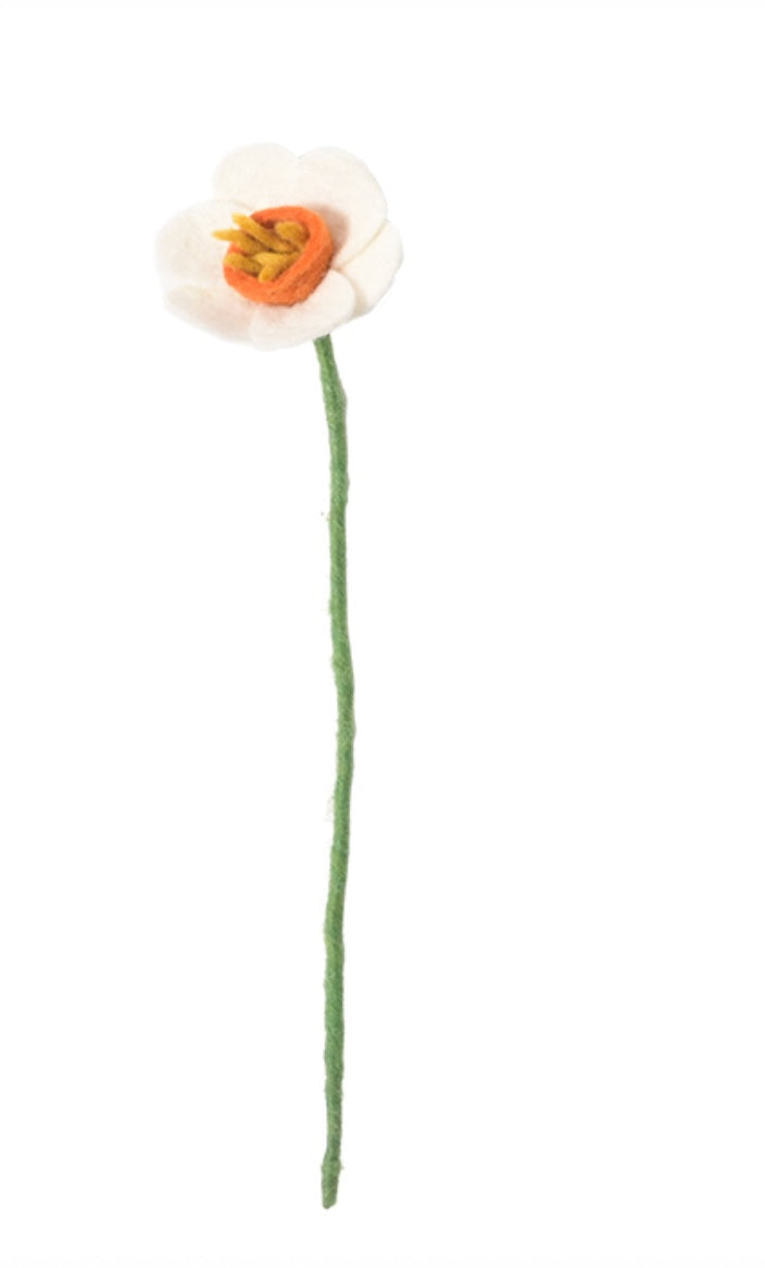 Fleur jonquille en laine – vue 1