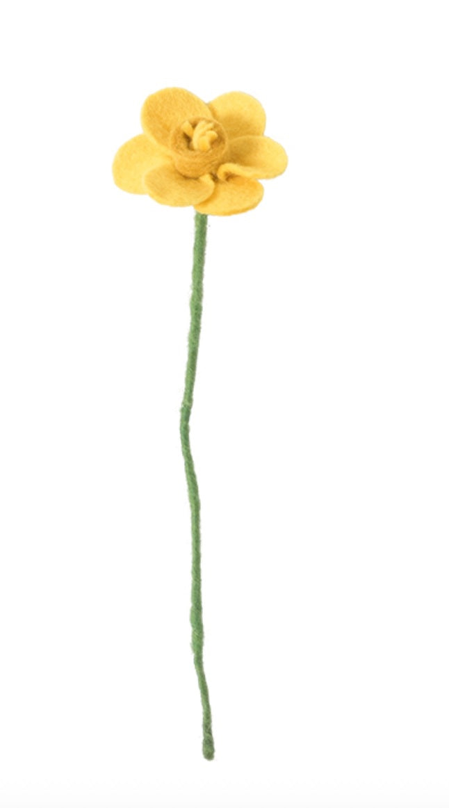 Fleur jonquille en laine – vue 2