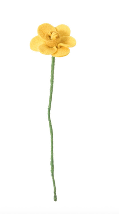 Fleur jonquille en laine – vue 2