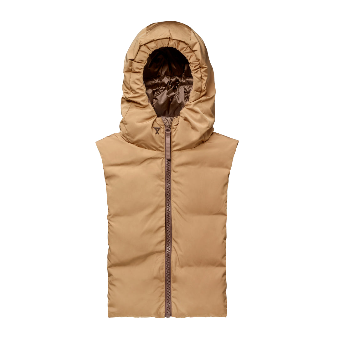 Capuche Fudoon bronze et latte, face latte réversible