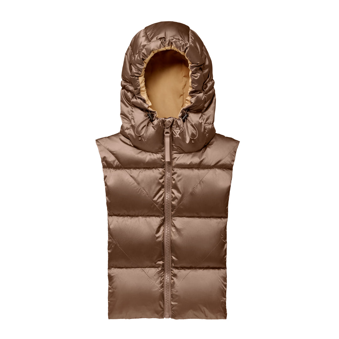 Capuche doudoune Fudoon bronze et latte vue de face