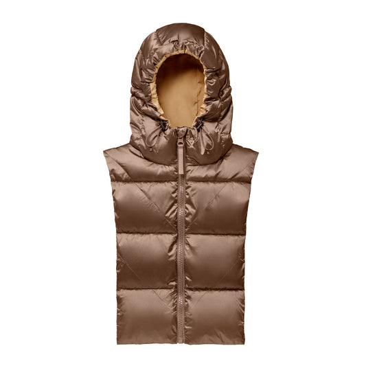 Capuche doudoune Fudoon bronze et latte vue de face